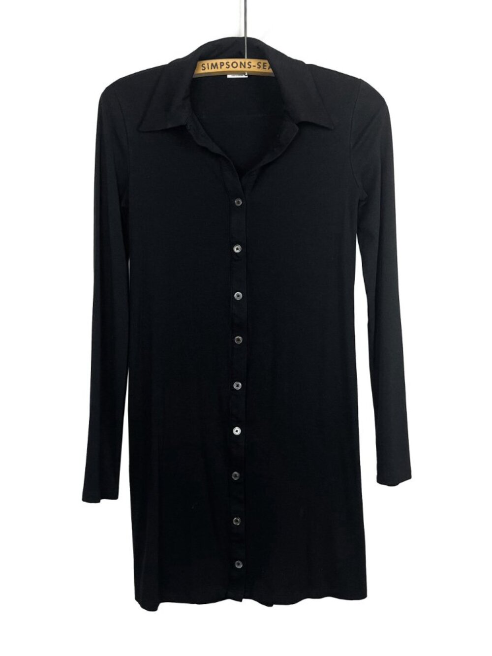 Aritzia Wilfred Womens XXS Black Button Up Shirt Dress Long Sleeve